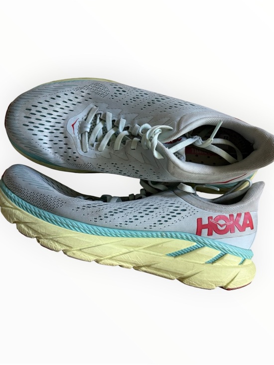 Hoka Shoes - Hoka One One Clifton 7 running shoes in a light mint green colorway size 9.5